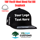 Custom Embroidery, 110F Flexfit Wool Blend Flat Bill Snapback Hats