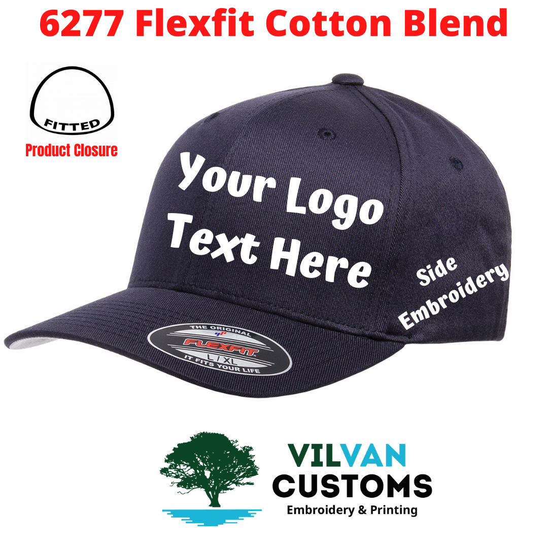 6277 Flexfit Cotton Blend Hats Custom Embroidery VilVan Customs