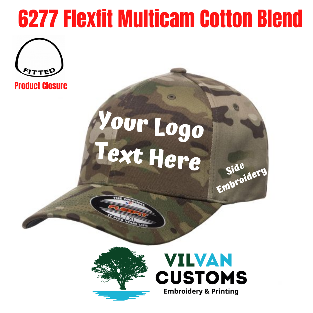 6277 Flexfit Cotton Blend Hats, Custom Embroidery