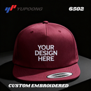 Custom Embroidery, 6502 YP Classics Unstructured Five-Panel Snapback Hats, Flat Bill