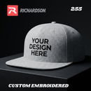 Custom Embroidery, 255 Richardson Pinch Front Structured Snapback Hats, Flat Bill