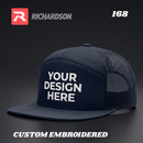 168 Richardson 7 Panel Trucker Hats, Custom Embroidery
