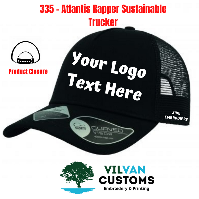 335 – Atlantis Rapper Sustainable Trucker, Custom Embroidery