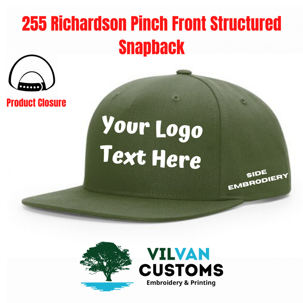 Custom Embroidery 255 Richardson Pinch Front Structured Snapback