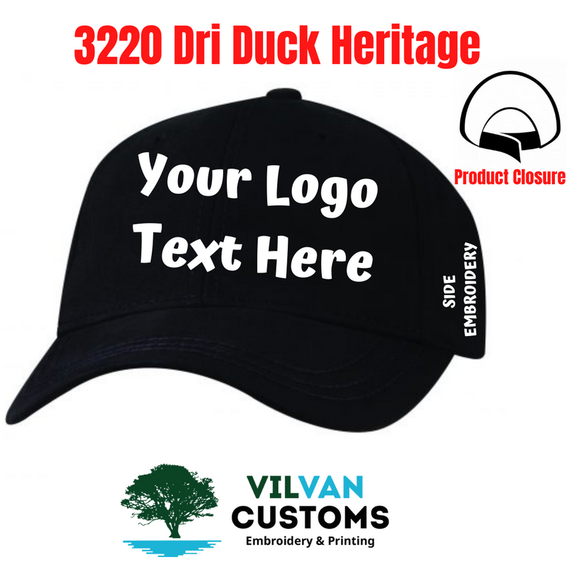 Custom Embroidery, 3220 Dri Duck Heritage Hats