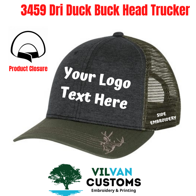 3459 Dri Duck Buck Head Trucker, Custom Embroidery