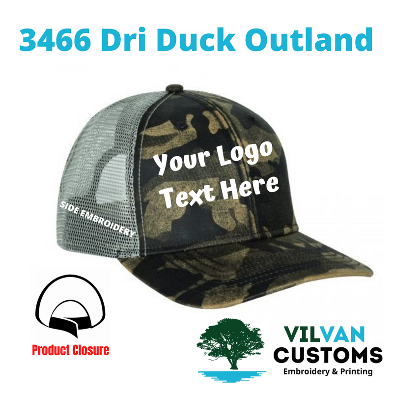 3466 Dri Duck Outland, Custom Embroidery