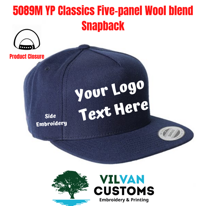 Custom Embroidery, 5089M YP CLASSICS PREMIUM 5 PANEL SNAPBACK HAT, Flat Bill