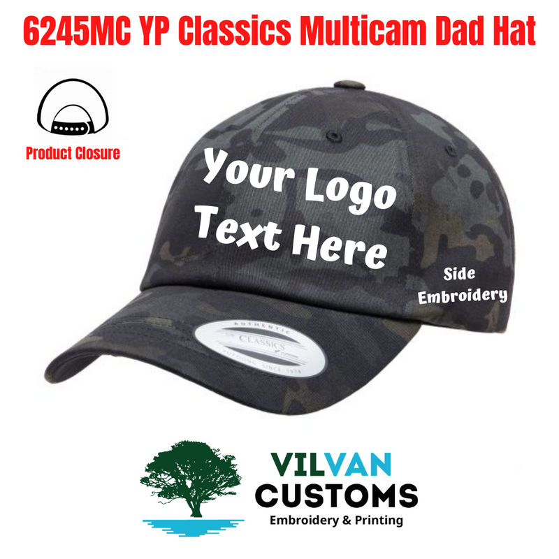 Custom Embroidery, 6245MC YP Classics Multicam Dad Hats