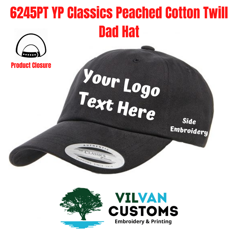 Custom Embroidery, 6245PT YP Classics Peached Cotton Twill Dad Hats