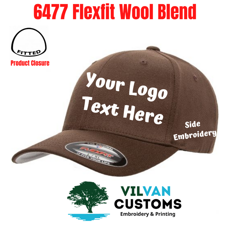 Custom Embroidery, 6477 Flexfit Wool Blend Hats