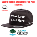 Custom Embroidery, 6502 YP Classics Unstructured Five-Panel Snapback Hats, Flat Bill
