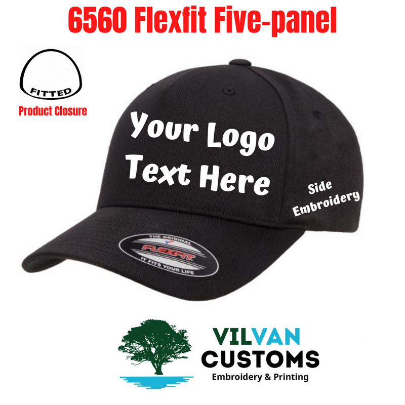 Custom Embroidery, 6560 Flexfit Five-panel Hats