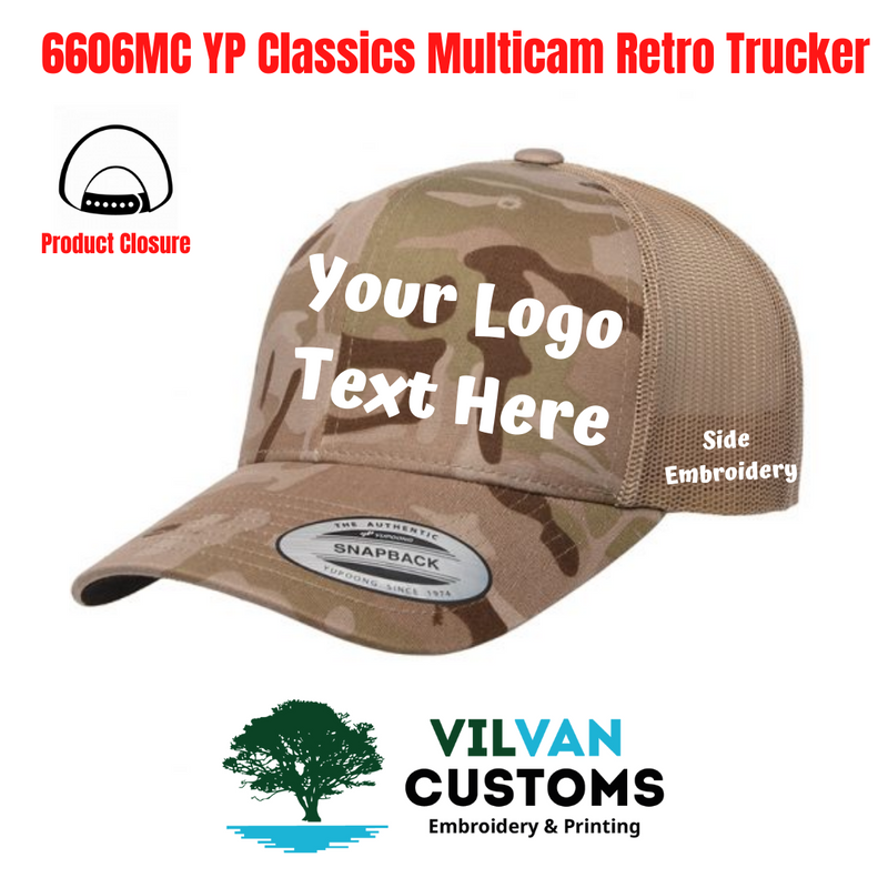 Custom Embroidery, 6606MC YP Classics Multicam Retro Trucker  Camo Hats