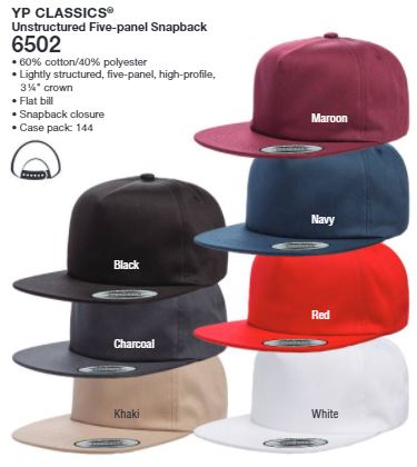 Custom Embroidery, 6502 YP Classics Unstructured Five-Panel