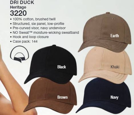 Custom Embroidery, 3220 Dri Duck Heritage Hats