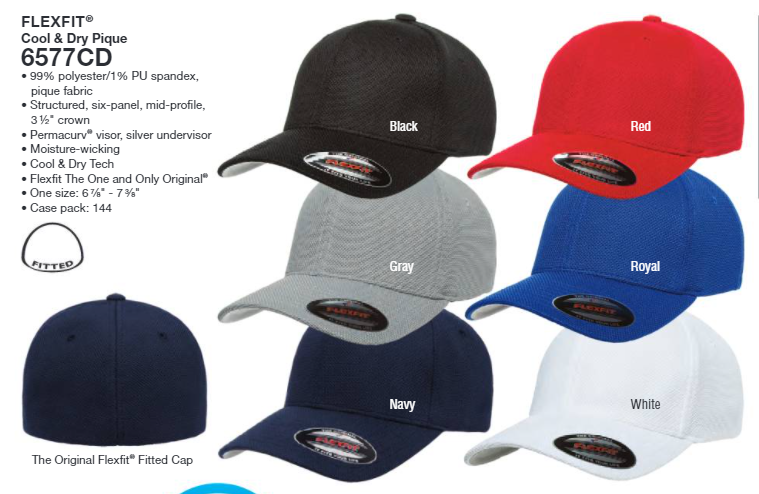 Custom Embroidery, 6577CD Flexfit Cool & Dry Pique Hats