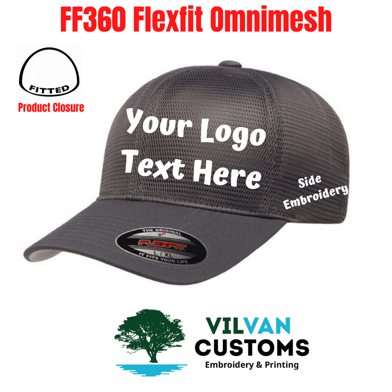 Custom Embroidery, FF360 Flexfit Omnimesh Hats