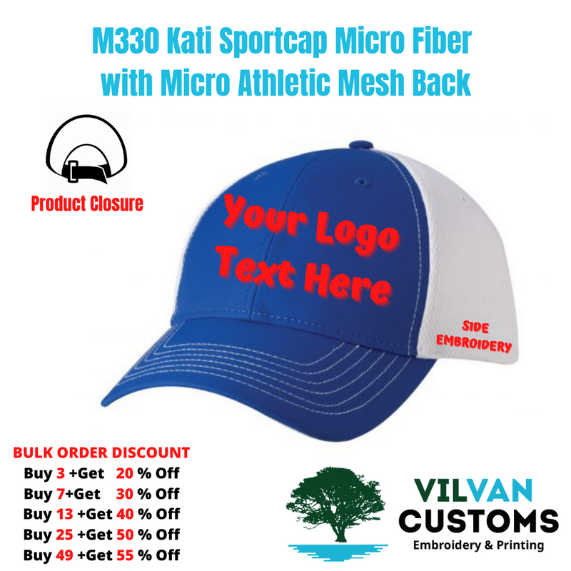 M330 Kati Sportcap Micro Fiber with Micro Athletic Mesh Back, Custom Embroidery