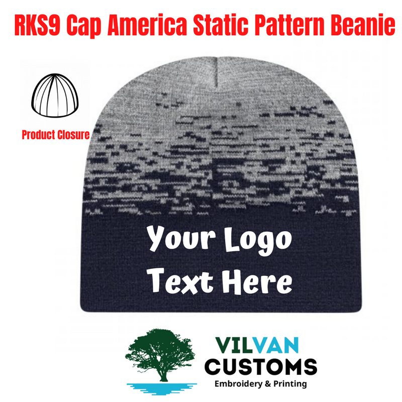 RKS9 Cap America Static Pattern Beanie, Custom Embroidery