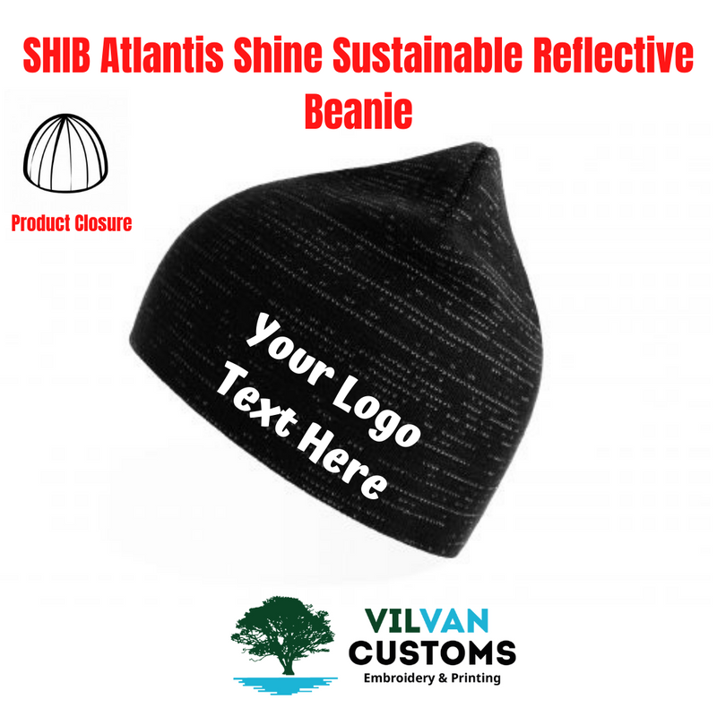 SHIB Atlantis Shine Sustainable Reflective Beanie, Custom Embroidery