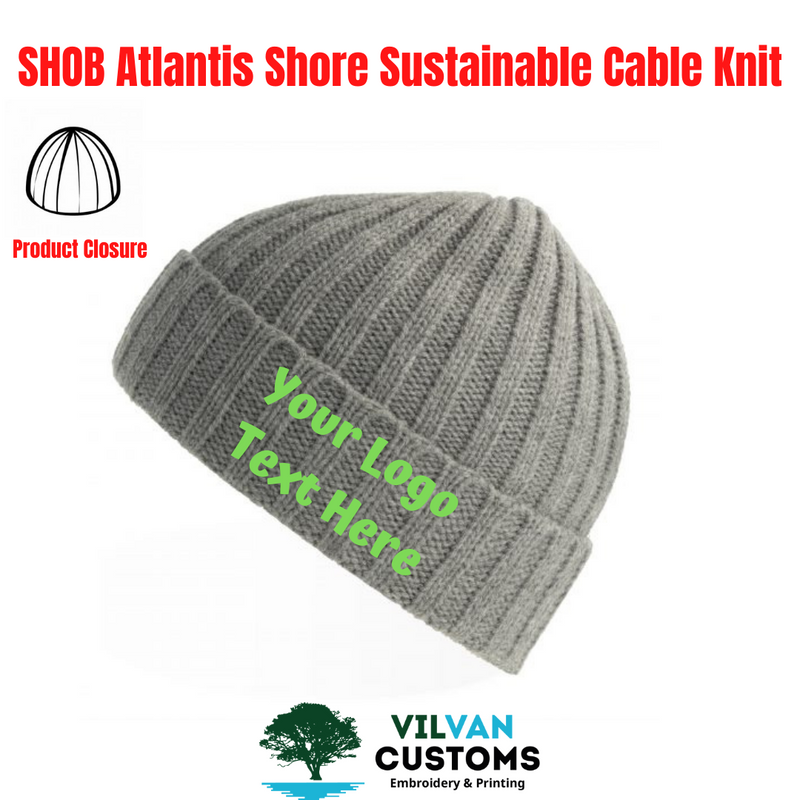 SHOB Atlantis Shore Sustainable Cable Knit, Custom Embroidery
