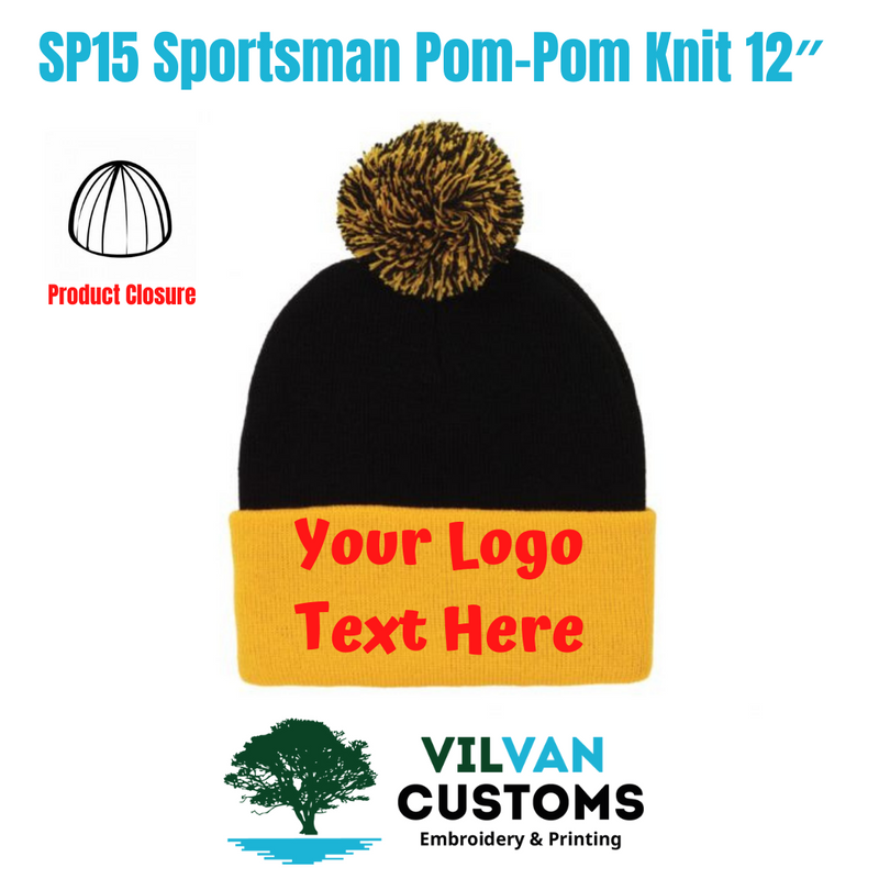 SP15 Sportsman Pom-Pom Knit 12″, Custom Embroidery