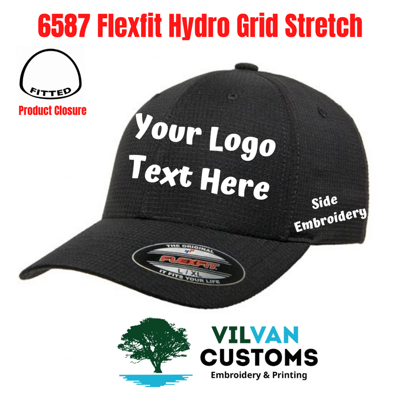 Custom Embroidery,6587 Flexfit Hydro Grid Stretch Hats