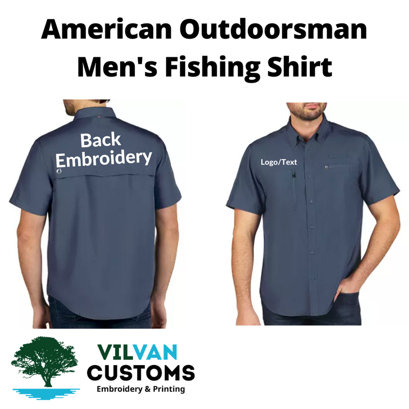 American Outdoorsman Men's Fishing Shirt - Custom Embroidery Saragasso Sea / Right Side Logo