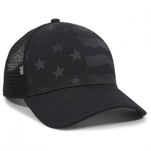 Custom Embroidery, USA750M Outdoor Cap Debossed Stars and Stripes Hats