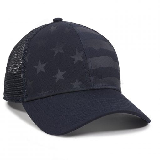 Custom Embroidery, USA750M Outdoor Cap Debossed Stars and Stripes Hats