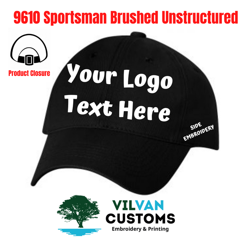 9610 Sportsman Brushed Unstructured, Custom Embroidery