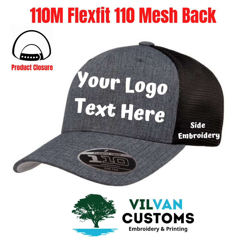 Custom Embroidery, 110M Flexfit Mesh | Back Hats VilVan 110 Customs