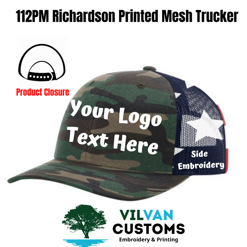 112PM Richardson Trucker Hats, Custom Embroidery