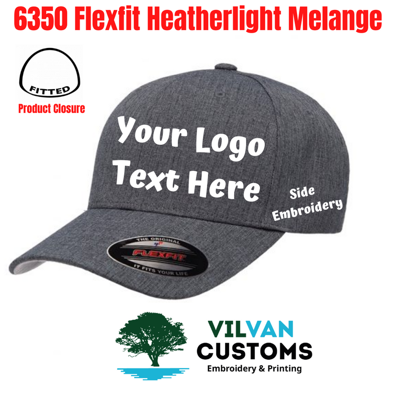 Custom Embroidery, 6350 Flexfit Heatherlight Melange Hats