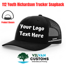 112 youth richardson trucker snapback, caps for youth, richardson trucker snapback, richardson caps, embroidered richardson hat