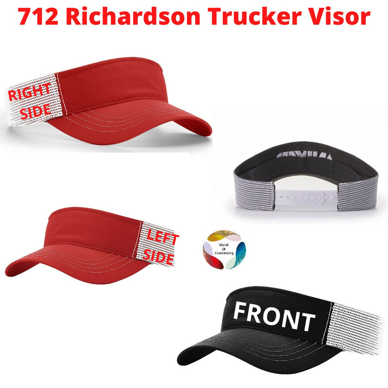 712 Richardson Trucker Visor, Customized Embroidered Caps, Adjustable Snapback
