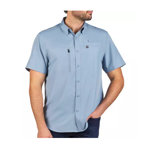 American Outdoorsman Men's Fishing Shirt - Custom Embroidery Cornflower / Back Text