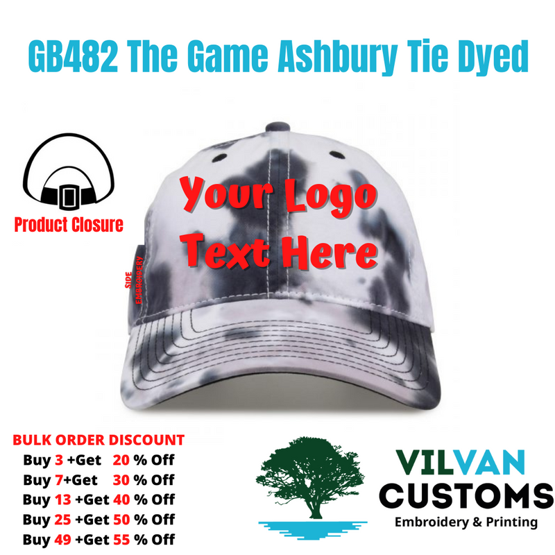 GB482 The Game Ashbury Tie Dyed, Custom Embroidery