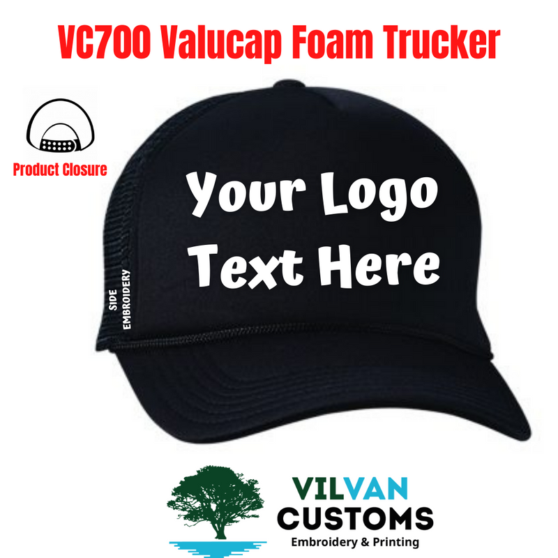 VC700 Valucap Foam Trucker, Custom Embroidery